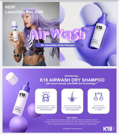 K18 AirWash Dry Shampoo - Pre-order For 7th November Release Date