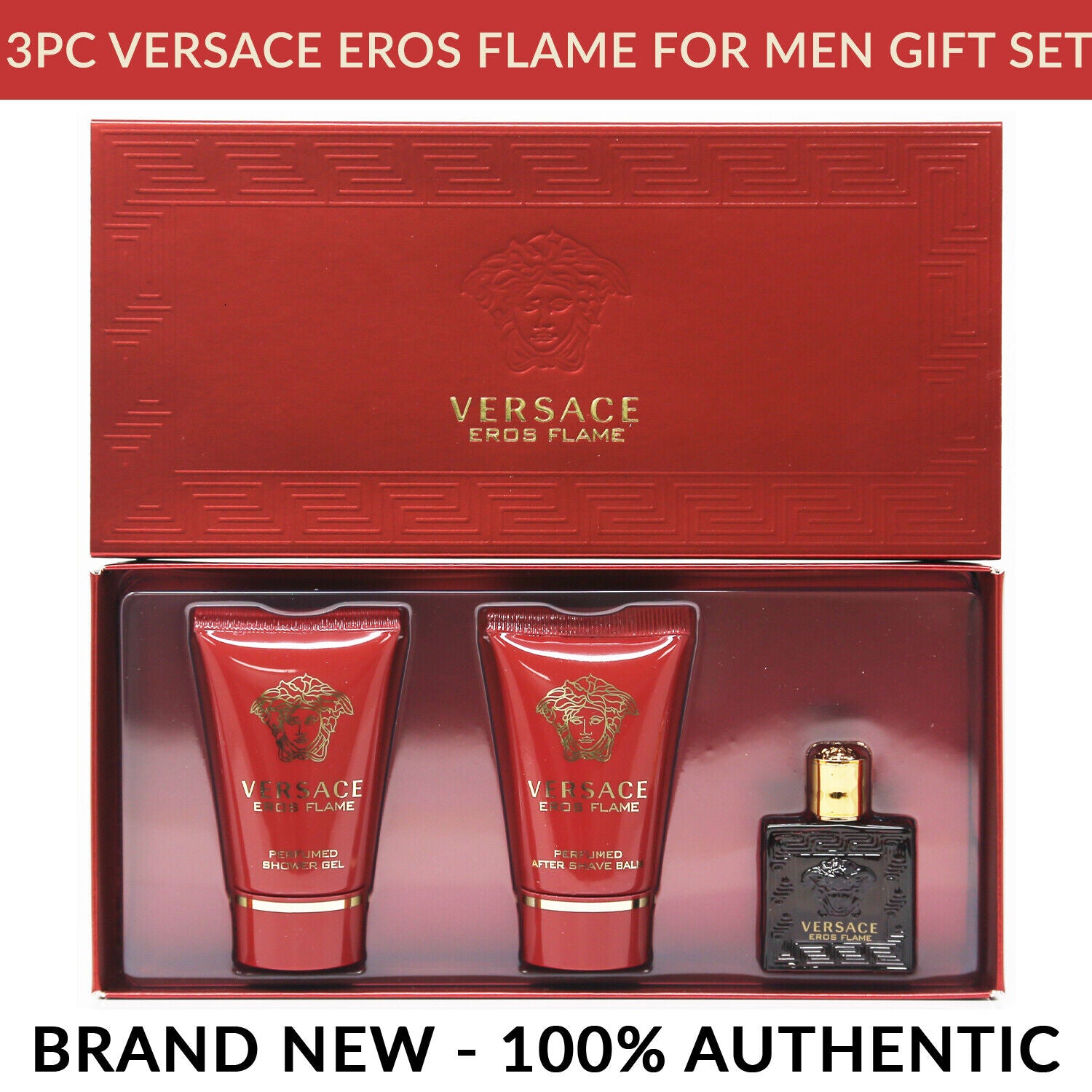 Versace Eros Flame Mini 3 Piece Gift Set For Men